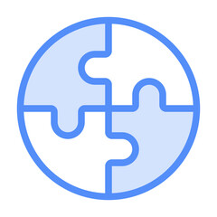 Puzzle Icon With Lineal Color Style 