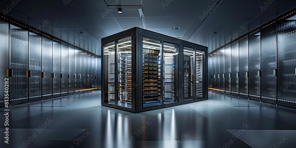 Poster state-of-the-art compact data center module with integrated network devices in a secure facility