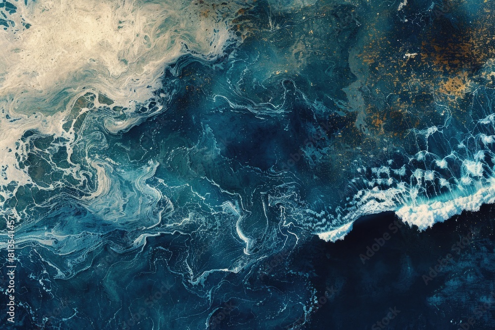 Poster aerial view of a body of water, suitable for various design projects