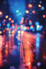 Urban street background for poster, cinematic lighting, night scene, bokeh 