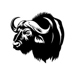 Fototapeta premium Cape Buffalo Vector Silhouette for Wildlife Designs and Nature Enthusiasts- Cape Buffalo Illustration- Minimalist Cape Buffalo Vector.