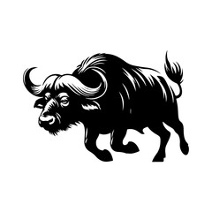 Cape Buffalo Vector Silhouette for Wildlife Designs and Nature Enthusiasts- Cape Buffalo Illustration- Minimalist Cape Buffalo Vector.