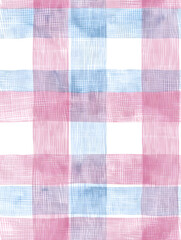 Seamless pattern of pink gingham fabric texture