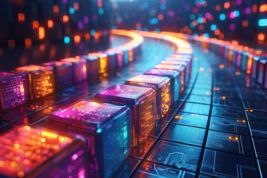 abstract concept for digital contents A social networking of syntax parsing tokens streaming