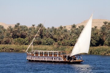 Nile cruises by dahabeah along the Nile river between Luxor and Aswan, Egypt