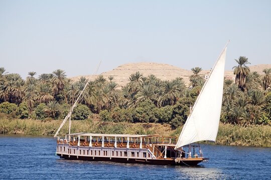 Nile cruises by dahabeah along the Nile river between Luxor and Aswan, Egypt