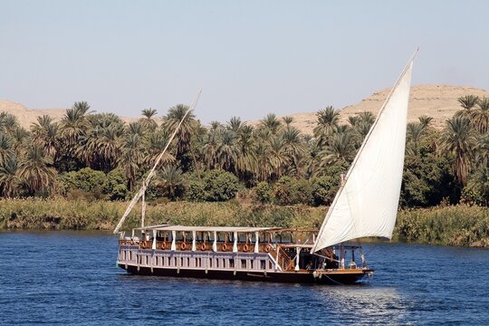 Nile cruises by dahabeah along the Nile river between Luxor and Aswan, Egypt