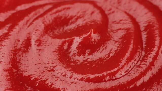 Zoom frame ketchup sauce close up, rotation
