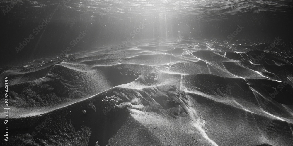 Poster a serene black and white photo of the ocean. suitable for various design projects
