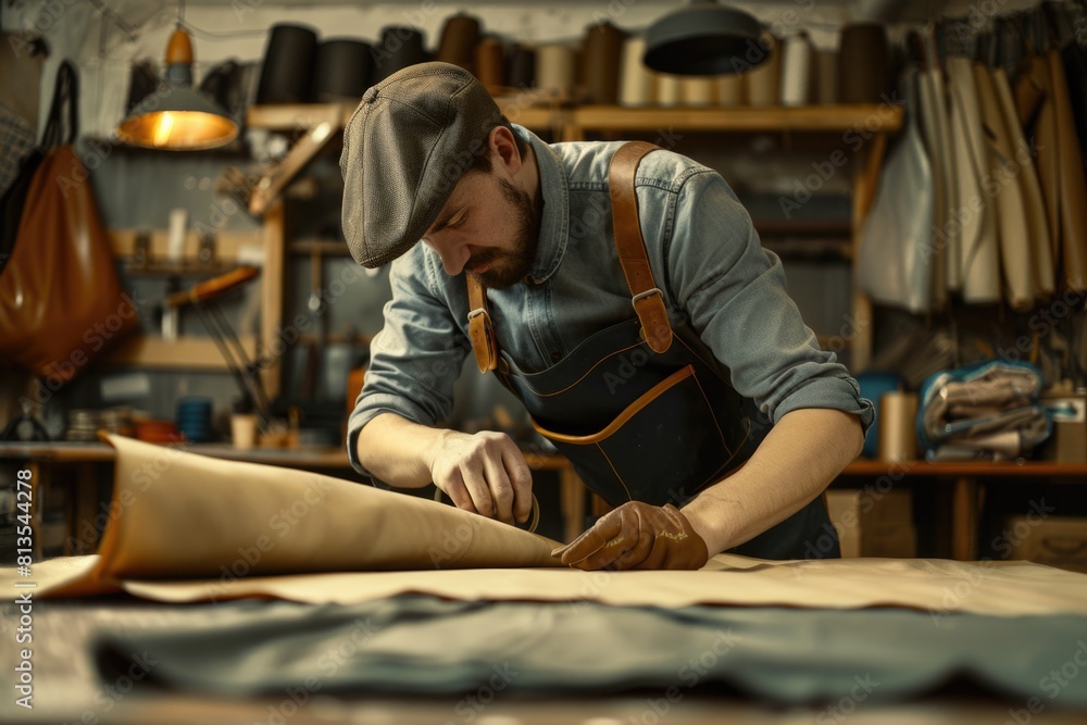 Aufkleber Man working on a piece of paper. Suitable for business and office concepts