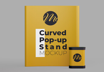 Front View Curved Pop-Up Stand Mockup