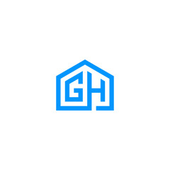 GH monogram logo inside house shape