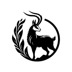 Chamois Silhouette Vector - Perfect for Nature Designs and Wilderness Enthusiasts Alike- Chamois Illustration- Chamois Vector Stock.