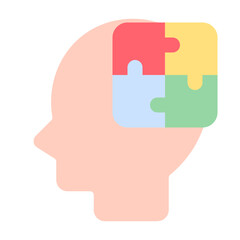 Autism Icon With Flat Color Style 