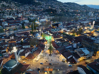 The capital of Bosnia and Herzegovina, Sarajevo City in the evening.