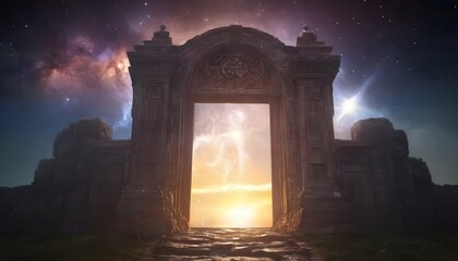 A gate of pure energy crackling with celestial po upscaled 4