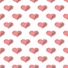 Seamless pattern with hand drawn heart doodle for decorative print, wrapping paper, greeting cards and fabric