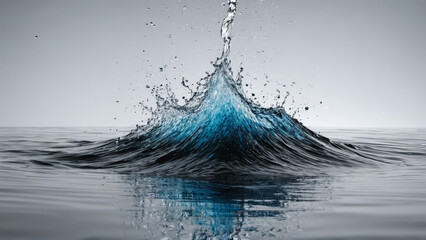 Minimalist water splash exclamation point strong statement pure black and white dramatic punctuation mark Abstract background