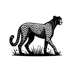 Safari Speed: Cheetah Silhouette Vector - Perfect for Wildlife Designs and Nature Enthusiasts Worldwide- Cheetah Illustration- Minimalist Vector of Cheetah.