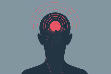 illustration of headache with red target symbol
