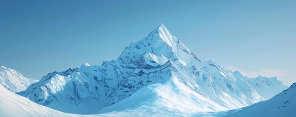 Love in Nature snowy peak flat design front view high altitude affection theme 3D render vivid