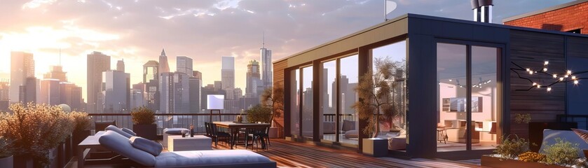 Proposal Scenes city rooftop flat design front view urban engagement theme 3D render Triadic Color Scheme