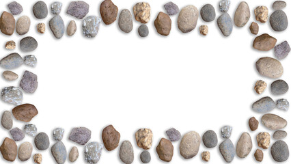 frame made from various stones isolated on transparent background