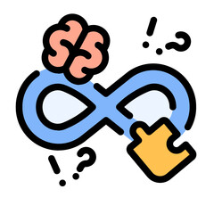 Infinity Icon With Line Flat Color Style 