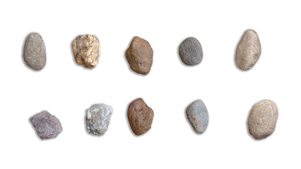 various stones isolated on transparent background