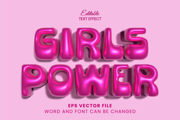Girls power inflated 3d editable vector text effect