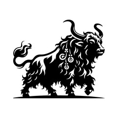 Himalayan Majesty: Yak Silhouette Vector - Ideal for Wilderness Designs and Nature Enthusiasts Worldwide- Minimalist YAK Illustration.