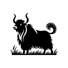 Himalayan Majesty: Yak Silhouette Vector - Ideal for Wilderness Designs and Nature Enthusiasts Worldwide- Minimalist YAK Illustration.