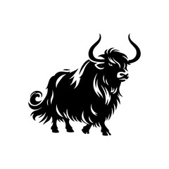 Himalayan Majesty: Yak Silhouette Vector - Ideal for Wilderness Designs and Nature Enthusiasts Worldwide- Minimalist YAK Illustration.