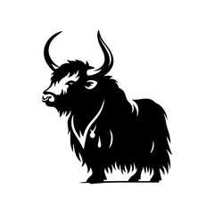 Himalayan Majesty: Yak Silhouette Vector - Ideal for Wilderness Designs and Nature Enthusiasts Worldwide- Minimalist YAK Illustration.