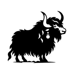Himalayan Majesty: Yak Silhouette Vector - Ideal for Wilderness Designs and Nature Enthusiasts Worldwide- Minimalist YAK Illustration.