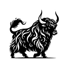 Himalayan Majesty: Yak Silhouette Vector - Ideal for Wilderness Designs and Nature Enthusiasts Worldwide- Minimalist YAK Illustration.