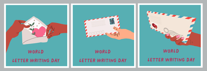 Vector illustration for letter writing day in September 1. World Letter Writing Day is a day that people from all around the world will pick up a pen or pencil write a letter. Poster, banner, card.