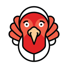 Line icon head turkey on white background