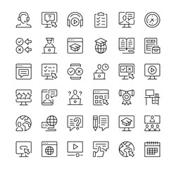 Digital learning icons set. Vector line icons. Black outline stroke symbols