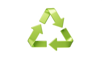 3D Green Arrows Recycle Symbol. Earth Day. Environment day. Three Arrows in Circular Motion Looping Circle. Green Ecology Concept. 3D Render Illustration.