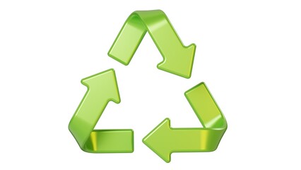 3D Green Arrows Recycle Symbol. Earth Day. Environment day. Three Arrows in Circular Motion Looping Circle. Green Ecology Concept. 3D Render Illustration.