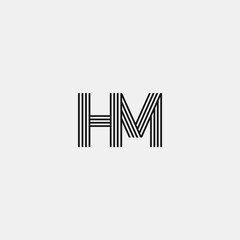 HM monogram logo with stripes accent
