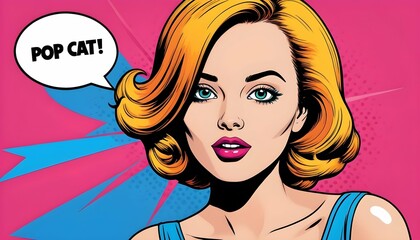 Create a pop art girl with a speech bubble contain upscaled 5
