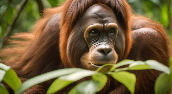 The orangutan is the largest primate living in Asia, characterized by reddish fur and long arms, and its natural habitat is tropical forests.