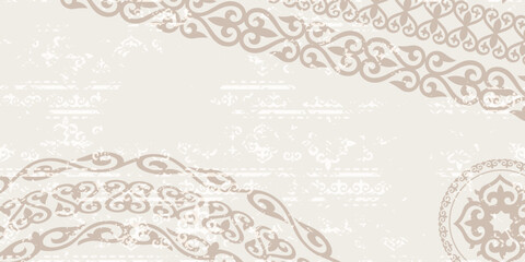 Ethnic background on the theme of Kazakh national ornament, frame, vector design	