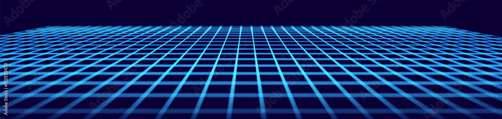 Aufkleber Wide Blue Blueprint Background Texture. Perspective Grid with Depth of Field Effect (DoF). Vector for Your Graphic Design.