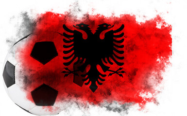 White background with Albania flag and soccer ball