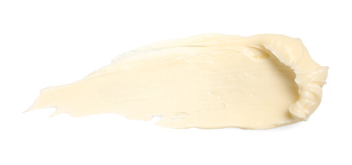 Tasty butter on white background, top view
