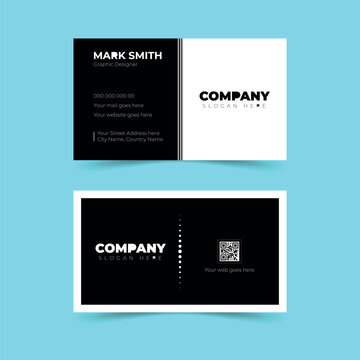 Creative minimal Business Card Layout with Luxury view black clean design template