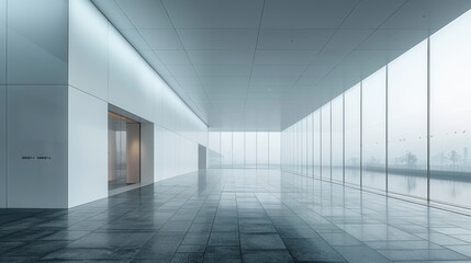 Contemporary Minimalist Architecture with White Curtain Wall